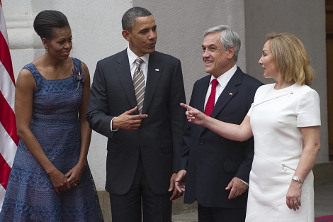 Obama y su homólogo chileno, Sebastián Piñera, junto a sus respectivas esposas. | AP