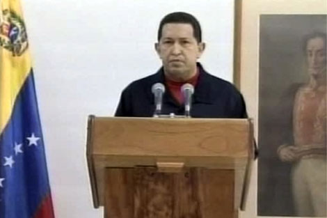 Chávez durante su discruso en la televisón venezolana. I AP