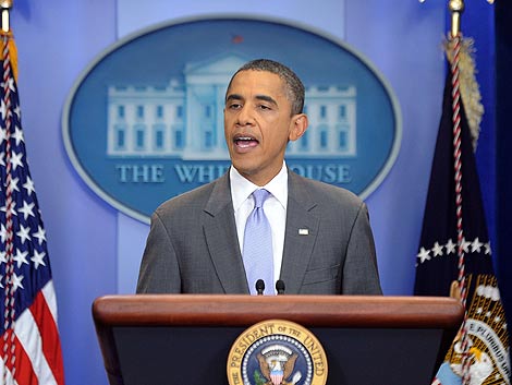 El presidente de EEUU, durante el anuncio del acuerdo para la deuda. | Afp