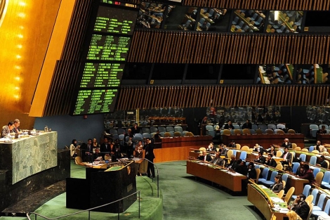 Vista general de la Asamblea General de la ONU en la votación de este martes. | Efe