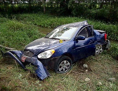 Estado del coche tras el accidente.