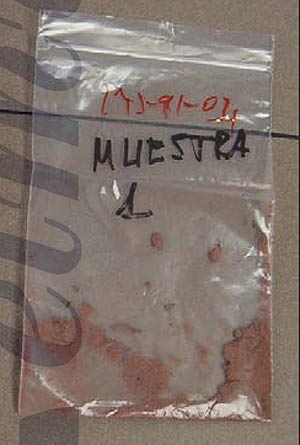 La muestra M-1, polvo de extintor del tren de El Pozo, en el que se encontr nitroglicerina.