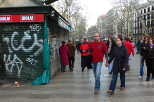 Un quiosco de las Ramblas, cerrado por la protesta. (Foto: Joan Manuel Baliellas)
