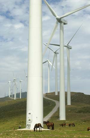 Aerogeneradores en el monte Oiz, Vizcaya. (Foto: El Mundo)