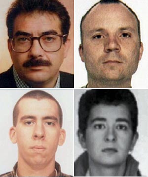 De arriba abajo y de izquierda a derecha: Francisco Javier López Peña, alias 'Thierry', Jon Salaberria, Igor Suberbiola e Ainhoa Ozaeta. (Foto: EL MUNDO)