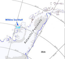 Localización de la plataforma Wilkins. | ESA