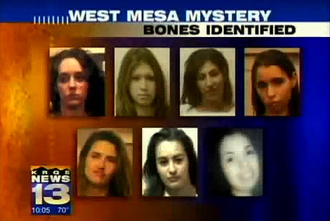 Imagen emitida en televisión de las 7 chicas identificadas.