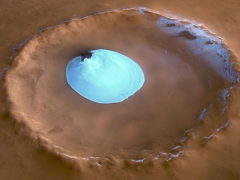Imagen de agua helada en el Polo Norte de Marte. | ESA