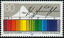 Sello alemán con la firma y el espectro de Fraunhofer. | Universidad de Frankfurt