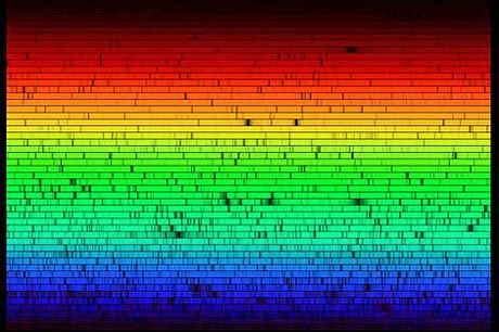 El espectro solar con miles de líneas oscuras. | NOAO