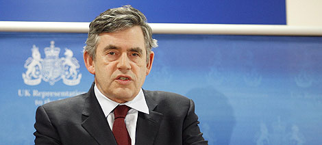 Gordon Brown, durante una conferencia de prensa en Bruselas. | Reuters