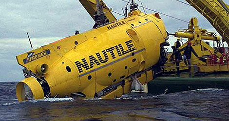 El submarino franc�s 'Nautile' en el mar Mediterr�neo.
