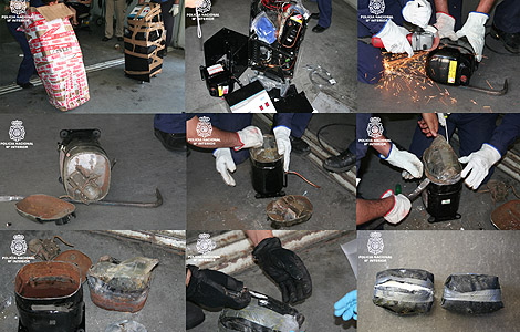 Mosaico de imágenes que muestran el proceso de detención de la cocaína (Foto: M. del Interior) Mosaico de imágenes que muestran el proceso de detención de la cocaína (Foto: M. del Interior)