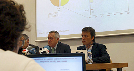 Los responsables del Euskobar&oacute;metro, durante su presentaci&oacute;n en Bilbao. | Efe