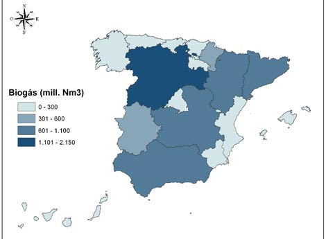 Mapa del potencial de biogás en España. | PSE Probiogás