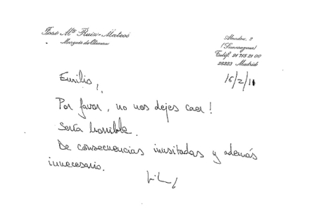 Una de las misivas dirigida a Botín.