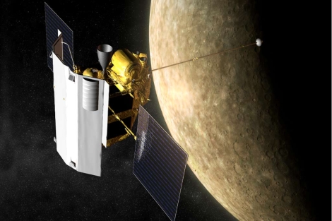 Recreación de la sonda 'Messenger' en la órbita de Mercurio. | NASA