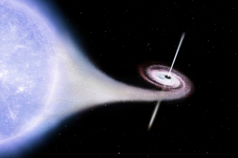 Recración artística del agujero negro Cygnus X-1. |ESA