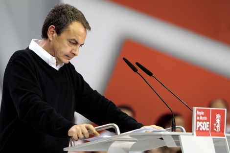 José Luis Rodriguez Zapatero, durante su mitin del pasado domingo en Murcio. | Reuters