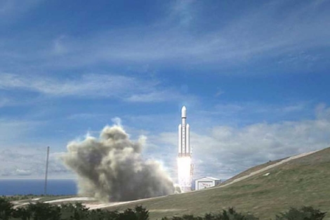 Recreación del cohete Falcon Heavy. | SpaceX.