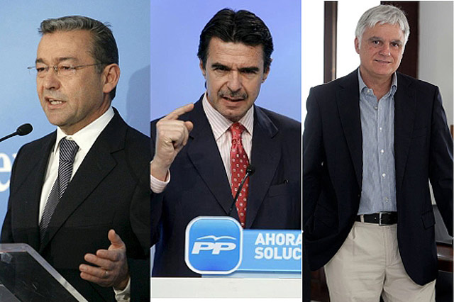 Desde la izda.: Paulino Rivero (CC), José Manuel Soria (PP) y José Miguel Pérez (PSOE).