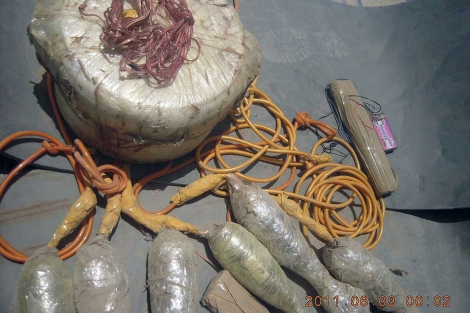 Artefacto explosivo encontrado por soldados afganos este mes en Badghis. | Foto: Jabar Said