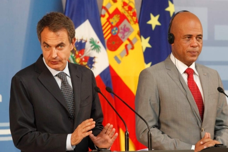 José Luis Rodríguez Zapatero junto a Michel Martelly, en el Palacio de la Moncloa. | José Aymá