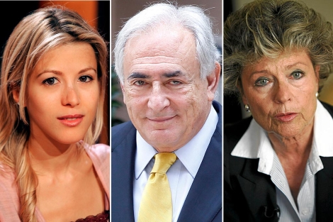 Tristane Banon, Dominique Strauss-Kahn y la madre de Banon. | AFP/Reuters/AP