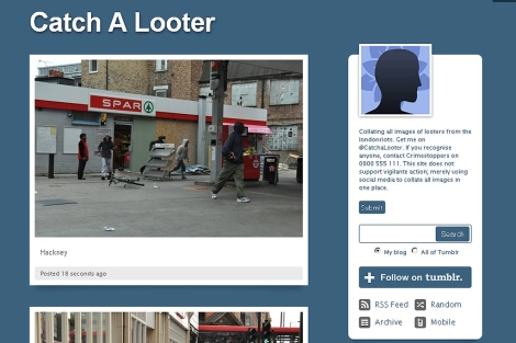 Pantalla del sito de Tumbrl 'Catch A Looter'