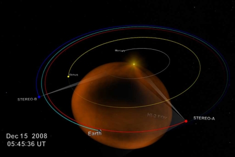La zona naranja representa una eyección de masa coronal. | NASA.