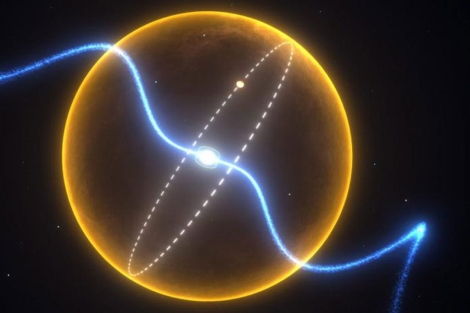 Recreación del planeta 'diamante' orbitando su estrella.|SCIENCE