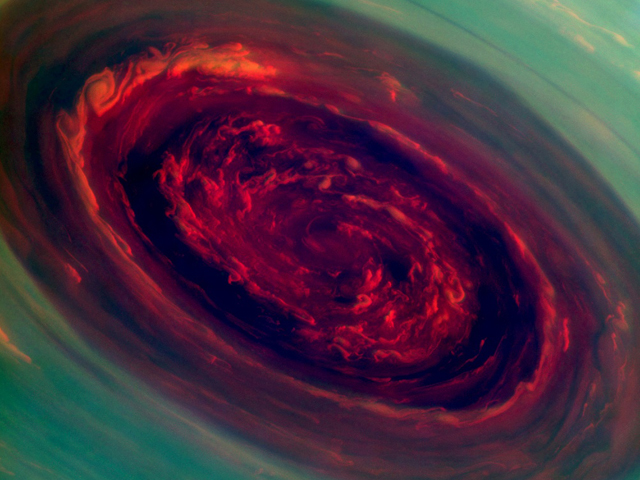 Imagen del huracán de 2.000 kilómetros de diámetro en Saturno. | NASA