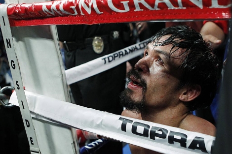 Pacquiao, exhausto tras el combate ante Márquez. | Ap