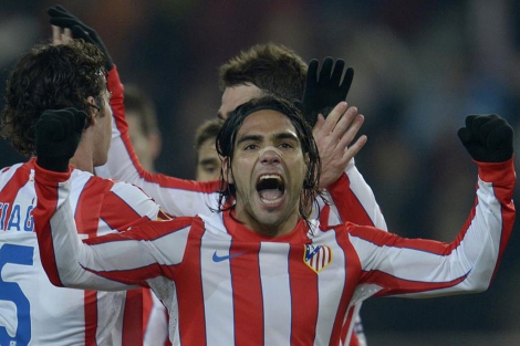 Falcao celebra un gol del Atlético: (EFE)