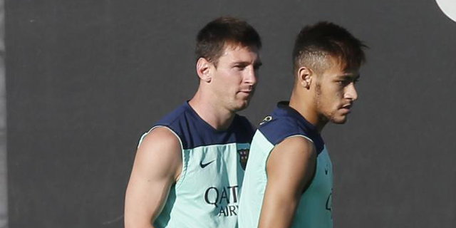 Messi y Neymar, juntos durante un entrenamiento. | REUTERS