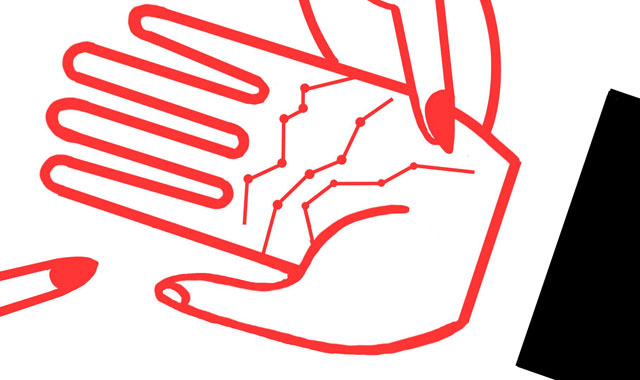 Una ilustración muestra unas manos de hombre y mujer entrelazadas