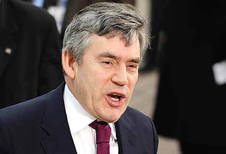 Gordon Brown, a su llegada a la cumbre de jefes de Estado y Gobierno de la UE en Bruselas, el pasado 20 de marzo. | Afp