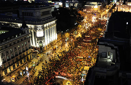 Vista de la manifestación de Madrid contra el 'pensionazo'. | Bernardo Díaz