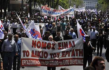 Manifestación de trabjadores en Grecia