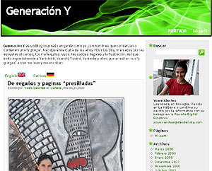 Pantalla principal del blog cubano 'Generaci&oacute;n Y'.