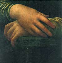 Mediante la reflectograf�a a infrarrojos la mayor�a de los pigmentos se hacen invisibles, dejando al descubierto los trazos originales realizados con componentes al carb�n o al cobre. - La Gioconda est� triste