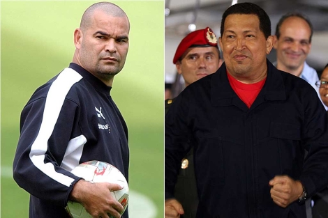 El ex portero de Paraguay, José Luis Chilavert, y el presidente de Venezuela, Hugo Chávez.