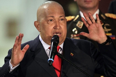 Hugo Chávez da un discurso en el palacio de Miraflores. | AP
