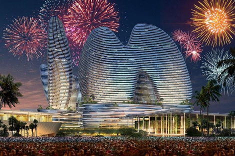 Dibujo de lo que sería la inauguración del casino más grande del mundo.