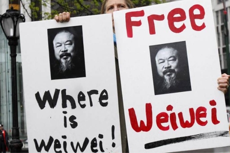 Movilización por la libertad de Ai Weiwei.| Reuters